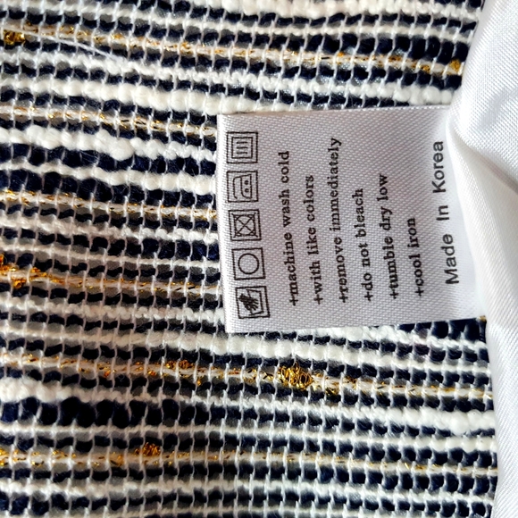 Women' tweed studded Metallic blazer Double breasted Sze S blue gold cocktail - Picture 10 of 11